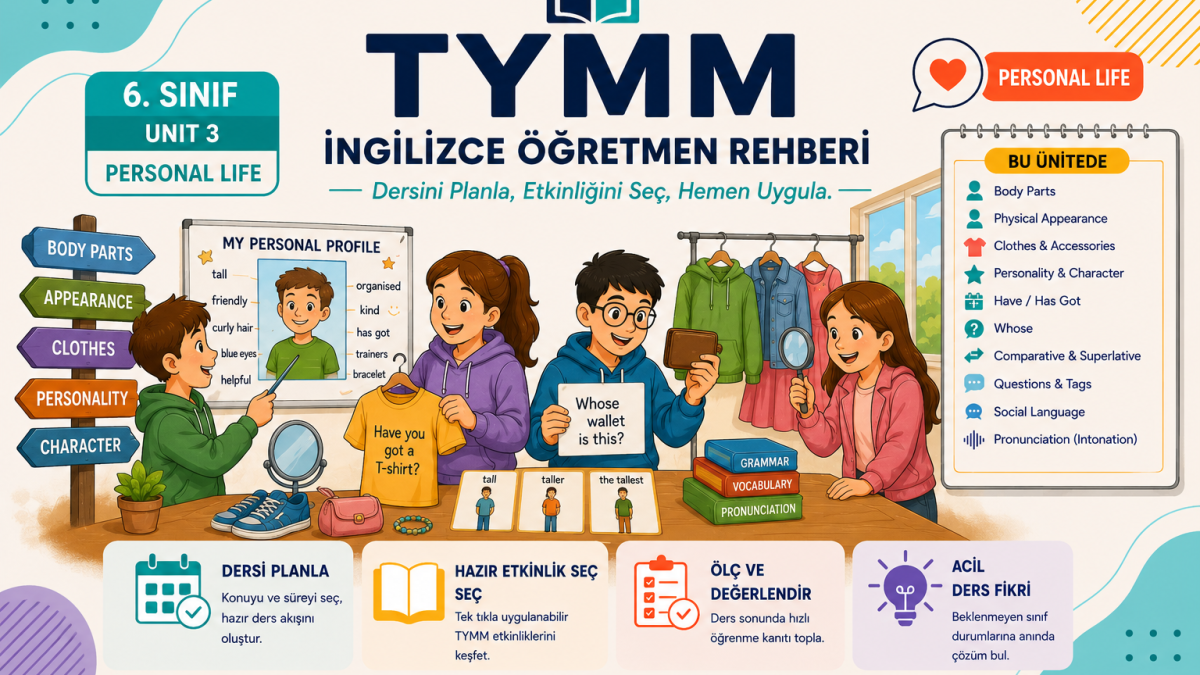 TYMM İngilizce Öğretmen Rehberi – 6. Sınıf Unit 3: Personal Life,