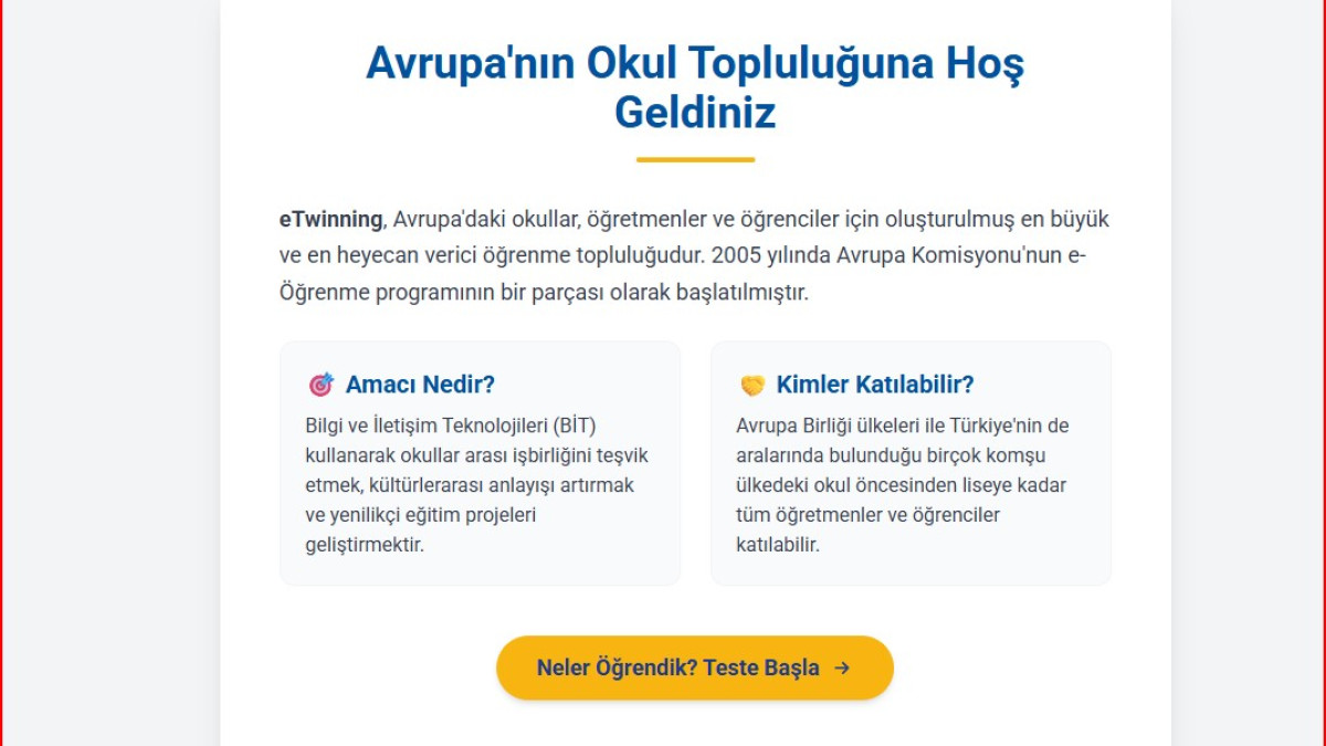 eTwinning Etkileşimi Test