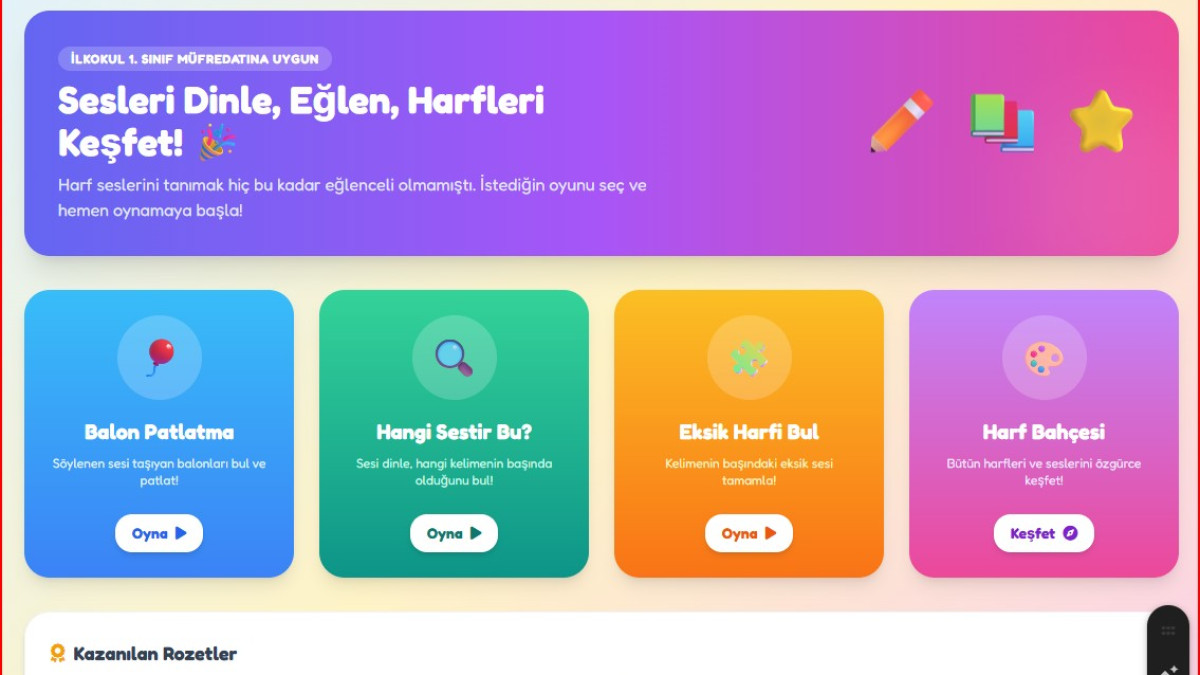 Eğlenceli okuma yazma oyunu
