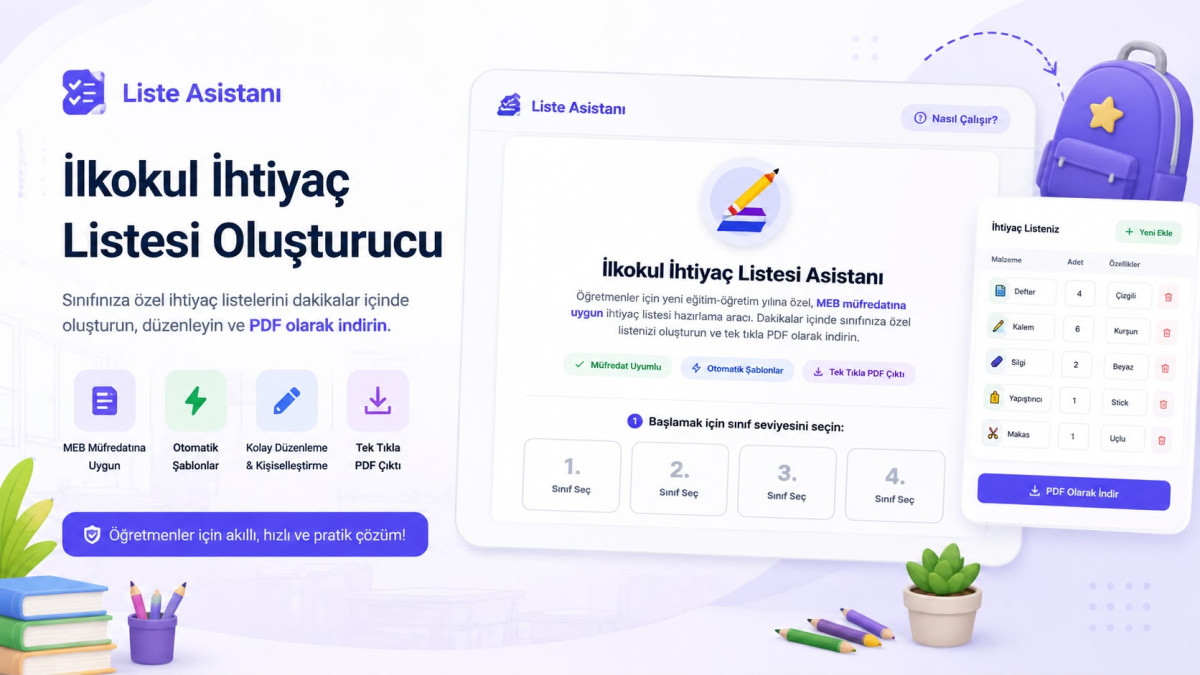 İlkokul İhtiyaç Listesi Asistanı