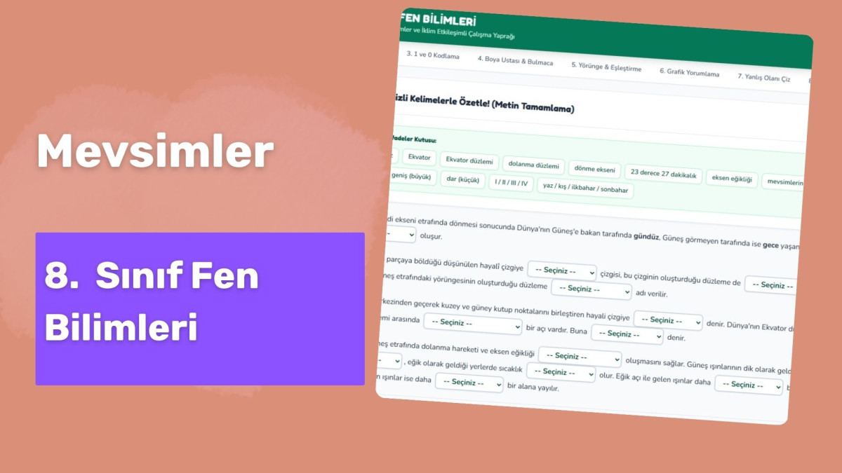 8. Sınıf Mevsimler