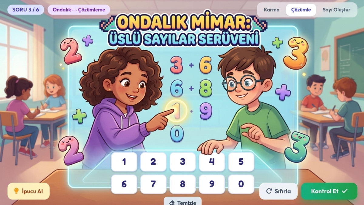8. Sınıf Üslü Sayılar: Ondalık Gösterimleri Çözümleme Oyunu